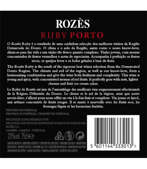 VINHO PORTO ROZÈS RUBY