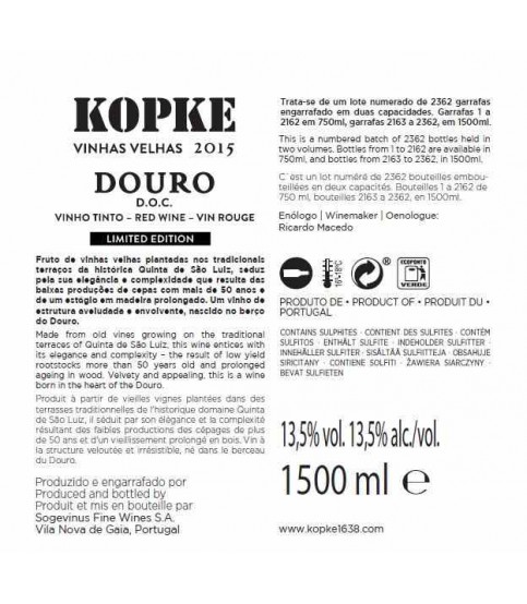 VINHO KOPKE VINHAS VELHAS 1,5L