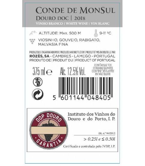VINHO CONDE DE MONSUL BRANCO 37,5CL