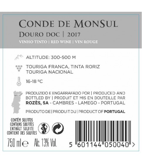 VINHO CONDE DE MONSUL TINTO 75CL