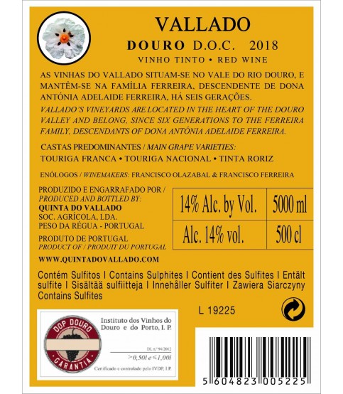 VINHO VALLADO TINTO 5L
