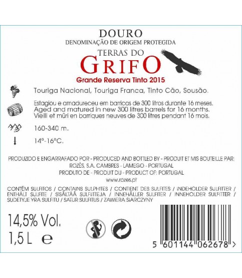 VINHO TERRAS DO GRIFO GRANDE RESERVA TINTO 1,5L